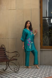 Deepak Perwani - Verdant Sheesha Silk Embroidered Suit For Women - Aqua - 2 Piece