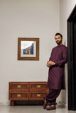 Deepak Perwani - Boski Linen For Men - Burgundy - 2 Piece