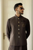 Deepak Perwani - Boski Linen Kurta Shalwar For Men - Dark Brown - 2 Piece