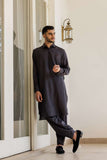 Deepak Perwani - Boski Linen Kurta Shalwar For Men - Brown - 2 Piece