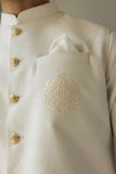 Deepak Perwani - Boski Linen Kurta Shalwar For Men - White - 2 Piece
