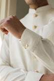 Deepak Perwani - Boski Linen Kurta Shalwar For Men - White - 2 Piece