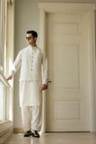 Deepak Perwani - Boski Linen Kurta Shalwar For Men - White - 2 Piece