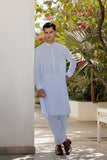Deepak Perwani - Linen Kurta Shalwar For Men - Ice Blue - 2 Piece