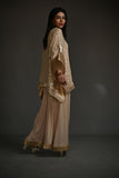 Maheen Khan - BLOOMING SHELL - Beige - Pure Silk Jacquard with Chiffon & Blended Raw Silk