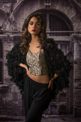 Maheen Khan - JET CORSET - Black - Pure Silk Brocade - 1 Piece