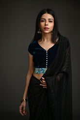 Maheen Khan - SAPPHIRE - Dark Blue - Pure Silk Velvet - 1 Piece