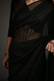 Maheen Khan - DRAWSTRING V NECK BLOUSE - Black - Jersey - 1 Piece