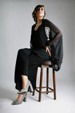 Maheen Khan - BLACK WATERFALL Jacket - BLENDED CHIFFON - 1 Piece