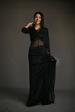Maheen Khan - ZINC SARI - Black - Jersey Net - 1 Piece