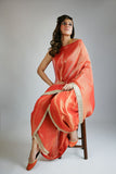Maheen Khan - SUNSET SARI DRAPE - Red/Gold - PURE SILK MYSURI - 1 Piece