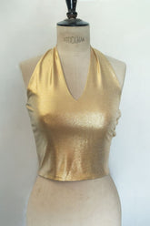 Maheen Khan - GOLD HALTER - JERSEY - 1 Piece