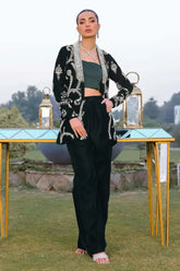 Reema Ahsan - Maala - Velvet & Silk - Emerald green - 3 Piece