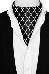 Black Wolf - SILVER GEOMETRIC SILK ASCOT - Jet Black - 1 Piece