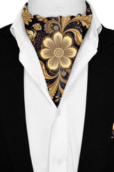 Black Wolf - WIILIAM MORRIS GOLD AND BLACK SILK ASCOT - 1 Piece