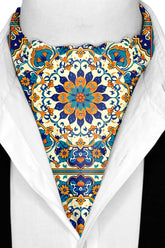 Black Wolf - ARABESQUE VINTAGE ELEGANT SILK ASCOT - Off White - 1 Piece