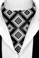 Black Wolf - SQUARES GEOMETRIC SILK ASCOT - Black - 1 Piece