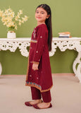 Modest - Embroidered Maroon Khaddar Suit For Girl - 3 Piece