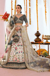 Reema Ahsan - Marvi - Velvet, Raw Silk Net & Organza - Teal & Off White - 3 Piece