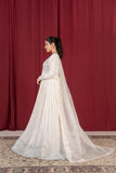 Laleen - Mehar Raw Silk Frock For Women - Ivory - 3 Piece