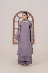 Laleen - Mehwar Cotton Silk Suit For Women - Purple - 3 Piece