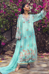 Sanam Chaudhri - Mentha Cotton Net Suit For Women - Ice Mint - 3 Piece