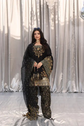 Musferah Saad - Midnight bloom - Black - Tissue Silk & Organza - 3 Piece