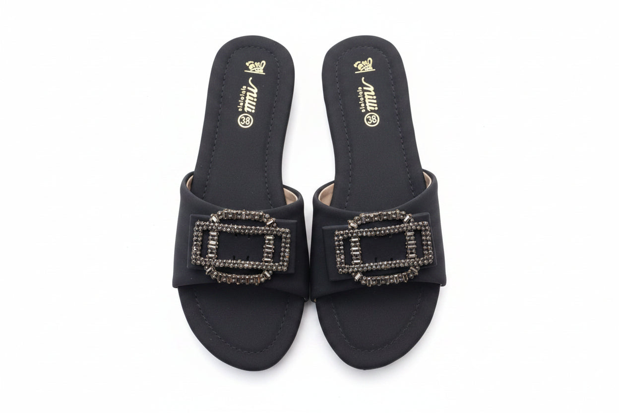 Milli Shoes - Black Casual Buckle Slide
