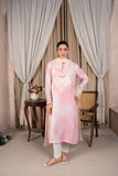 Reema Ahsan - Minna - Pk, Raw silk & Organza - Pink & white - 3 Piece