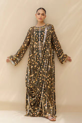 Sania Maskatiya - Minza Cotton Net Suit For Women - Ebony - 3 Piece