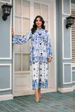 Reema Ahsan - Misha - PK Raw Silk - White & Blue - 2 Piece
