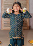 Modest Printed Rawsilk Gharara Green 3 Piece