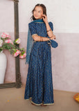 Modest - Rawsilk Printed Lehenga For Girl - Blue - 3 Piece