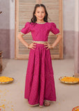 Modest - Rawsilk Printed Lehenga For Girl - 3 Piece