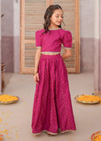 Modest - Rawsilk Printed Lehenga For Girl - 3 Piece