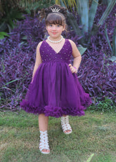 Modest - Violet - Net - 1 Piece Frock