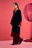 Fozia Khalid - SOFIA -Vevet - Maroon & Black - 2 Piece - Studio by TCS