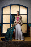 Maheen Khan - Silver Grey Lehnga - PALE BLUE GREY - BLENDED SILK - 1 Piece