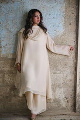 Gulabo - Blended Mehr Suit For Women - Biege - 3 Piece