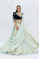 Sania Maskatiya - Nari Velvet/Khaddi Silk/Organza/Georgette Suit For Women - Mint 3 Piece