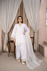 Reema Ahsan - Nazaa - Lawn & Organza - White - 3 Piece