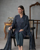 Ayla Studio - Neel Kamal Jacquard Suit For Women - Ink Blue - 3 Piece