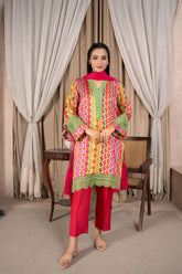 Reema Ahsan - Nisra - Shamoos Silk - Multi & Red - 3 Piece