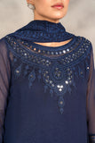 Laleen - Noir Chiffon Suit For Women - Blue - 3 Piece