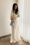 Minutiae - Noureh - Korean Embroider Net/Korean Raw Silk - Off White/Silver - 3 Piece