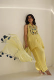 Sania Maskatiya - Nyri - Raw Silk / Raw Silk / Organza - Lemon Yellow - 3 Piece