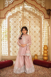 Cheeco Chic - OPPEID25 - Silver and Pink - Khaadi Net - 3 Piece