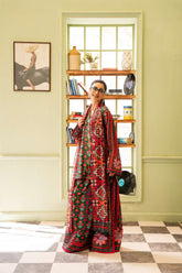 Maria Osama Khan - Georgette & Tissue Silk Bloom Suit For Women - bottle green - 3 Piece