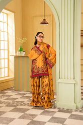 Maria Osama Khan - Georgette & Tissue Silk Eden Suit For Women - mustard - 3 Piece