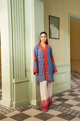 Maria Osama Khan - Georgette & Tissue Silk Celeste Suit For Women - Sapphire - 3 Piece